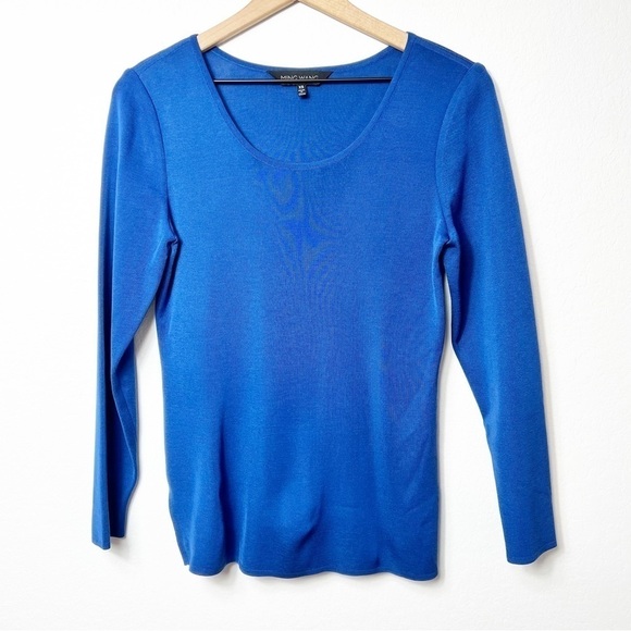 MING WANG BLUE WOMEN LONG SLEEVE BLOUSE TOP SIZE XS BRAND NEW WITH TAGS - Picture 3 of 5